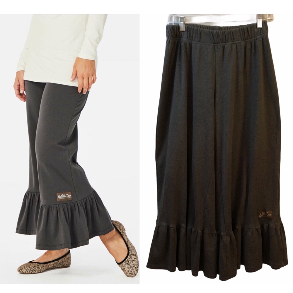 MATILDA JANE Brown Heather Big Ruffle Ankle Pants